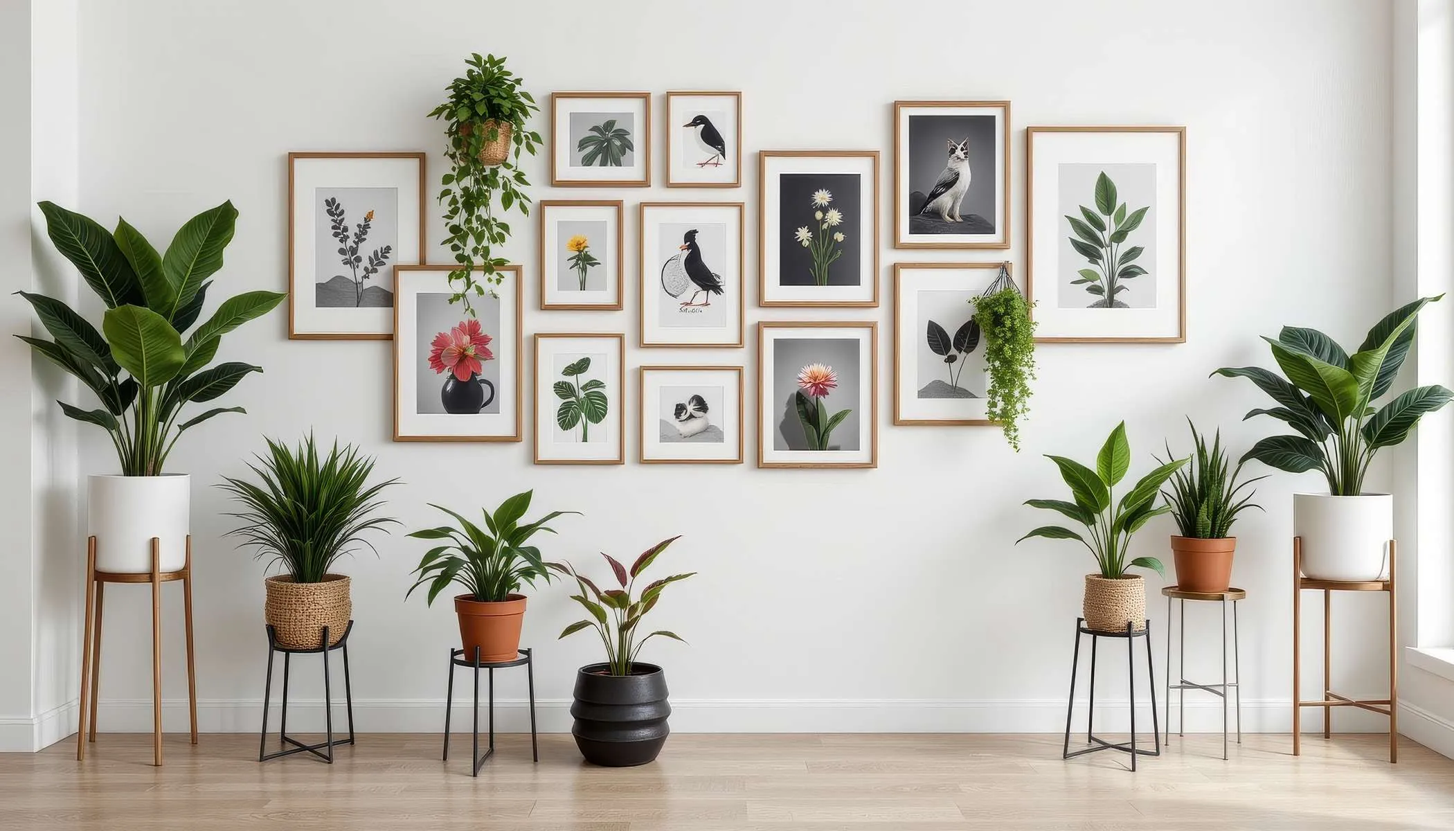 Wand mit Bilderrahmen Collage